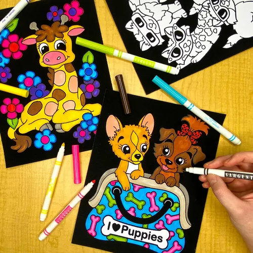 Miniatura 3 de Paquete de 18 pósteres para colorear difusos (edición de animales lindos), kit de arte y manualidades para niños, niñas y niños, perfecto para niños