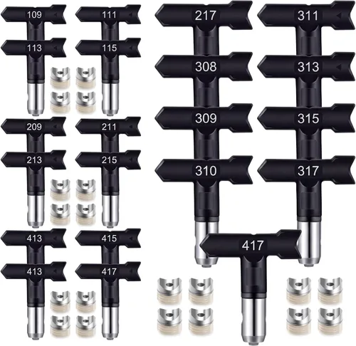 Threan 18 Pack Reversible Spray Tips Black Airless Sprayer Nozzle Tips Paint Spraying Machine Part for Homes Buildings Fences Airless Spraying