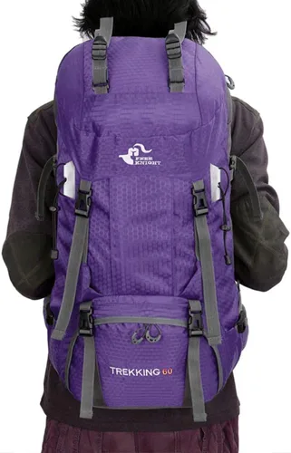 Miniatura 9 de Bseash Mochila impermeable de 60 L para senderismo y campamento con cubierta para lluvia, mochila grande para deportes al aire libre, mochila