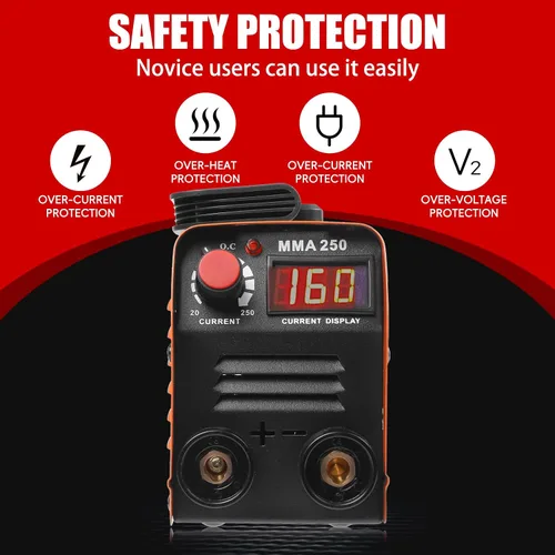 Miniatura 7 de Mini Máquina de Soldadura Portátil, MMA 250A 110V Soldador de Palo, Máquina de Soldadura IGBT Inversora, Arranque en Caliente, Fuerza de Arco