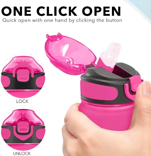Miniatura 5 de Enerbone Botella de agua de 32 oz con horas para beber y pajita, motivacional con correa para llevar, a prueba de fugas, sin BPA ni tóxicos, Rojo