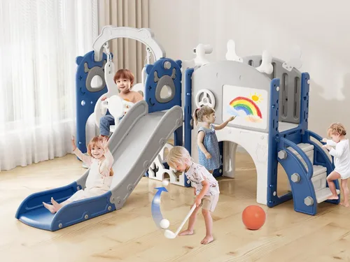 XJD - Juego de tobogán y columpio 13 en 1 para niños pequeños, tobogán para niños de 1 año en adelante, juego de exterior para niños pequeños con