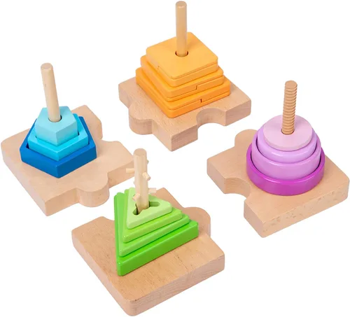 Miniatura 5 de Adena Montessori Juguete de clasificación de color 4 en 1 para niños pequeños, juguete educativo de madera con bases desmontables, degradados
