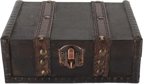 Miniatura 8 de Cofre de madera con cerradura Pequeña caja de almacenamiento decorativa de la vendimia