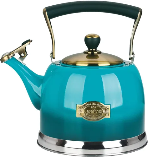 Miniatura 13 de Hervidor de té de acero inoxidable para estufa con mango ergonómico a prueba de calor y silbato de 2.5 cuartos