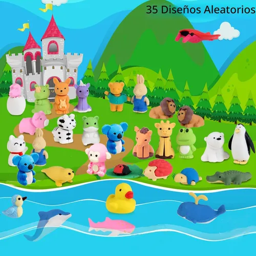 Miniatura 2 de URSKYTOUS 35 borradores de animales de escritorio para niños, borradores de lápices de animales, juguetes de borrador a granel, regalos para premios