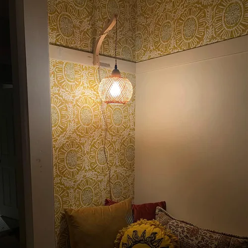 Miniatura 7 de Frideko - Farol de bambú enchufable, apliques de pared de mimbre con cable de enchufe, luz de pared de ratán tejida a mano, apliques de pared