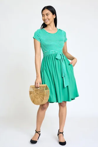 Miniatura 2 de Eloges - Vestido midi de manga corta en contraste para mujer con bolsillos S-3X Plus