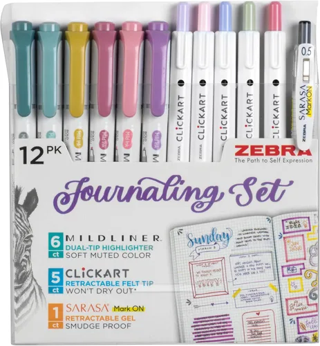 Miniatura 11 de Zebra Pen Creative Highlighting Starter Set, incluye 10 resaltadores y 5 bolígrafos de gel retráctiles Sarasa Clip, colores de tinta surtidos