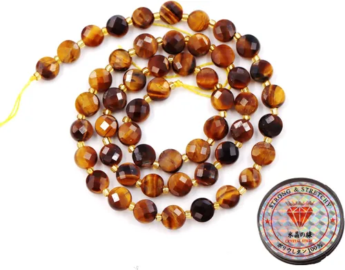 Miniatura 87 de Cuentas de piedras preciosas para la fabricación de joyas, cuentas de monedas facetadas de piedra natural piedra de sangre africana de 0.236 in