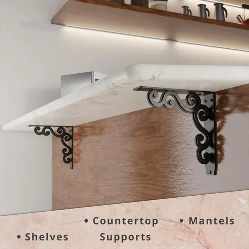 Miniatura 16 de Starby Charleston Soportes de acero resistente para repisa de chimenea, estante flotante, soporte de encimera, soldado a mano (paquete de 2)