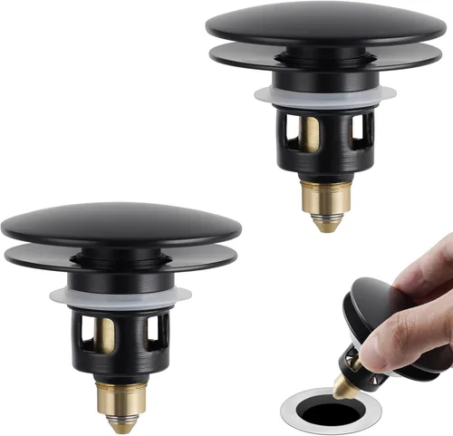 Miniatura 15 de Colador universal de drenaje para lavabo de baño, mejorado con cesta de filtro de acero inoxidable extraíble, tapón desplegable 2 en 1 para orificio