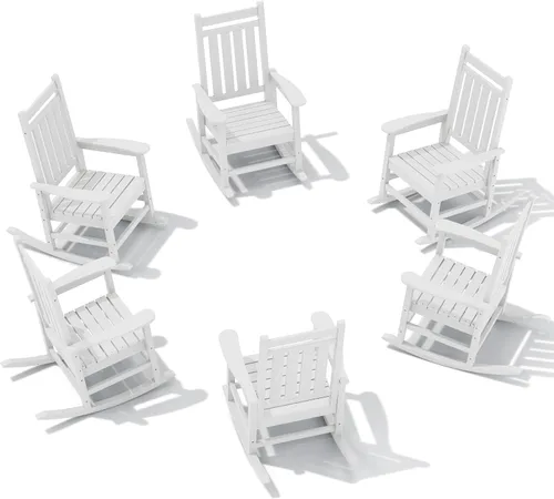 Miniatura 12 de SEWALL Mecedora de polietileno de alta densidad para adultos, mecedora de gran tamaño para exteriores, para patio, porche, Aruba