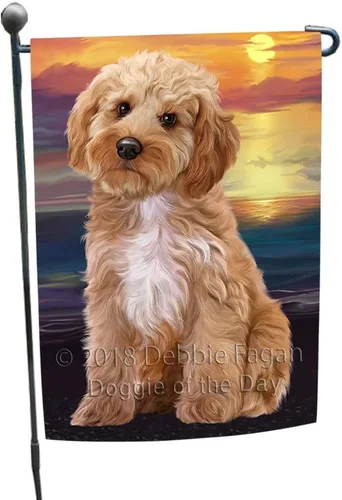 Doggie of the Day GFLAG61906 - Banderas de jardín con diseño de cacapoo al aire libre, doble cara, para jardín, porche, césped, primavera, banderas