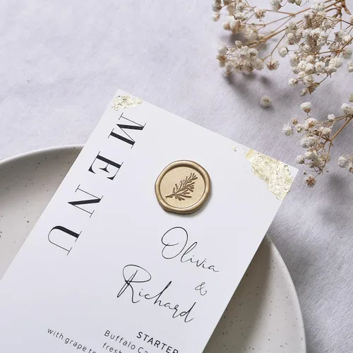 Miniatura 5 de UNIQOOO Pegatinas de Sello de Cera - Pegatinas de Sello de Sobre para Invitación de Boda de Romero, 100 Piezas de Pegatinas Metálicas Autoadhesivas