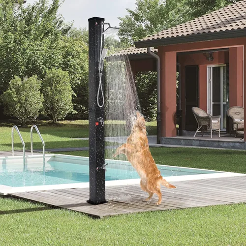 Miniatura 7 de VINGLI Ducha solar con calefacción de 10.6 galones y 7.5 pies con cabezal de ducha, cabezal de ducha de mano y grifo de ducha de pies para piscina