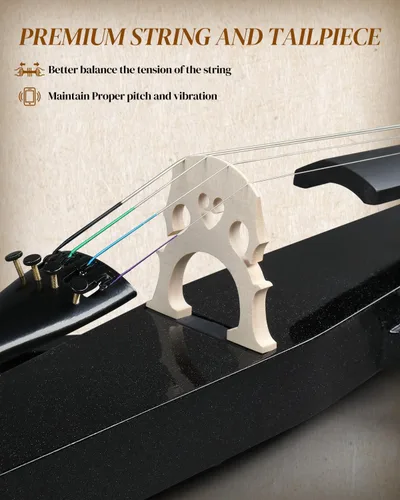 Miniatura 6 de Ktaxon Violonchelo eléctrico 4/4 de tamaño completo silencioso con bolsa portátil, auriculares estéreo, cable premium y colofonia, arco y puente