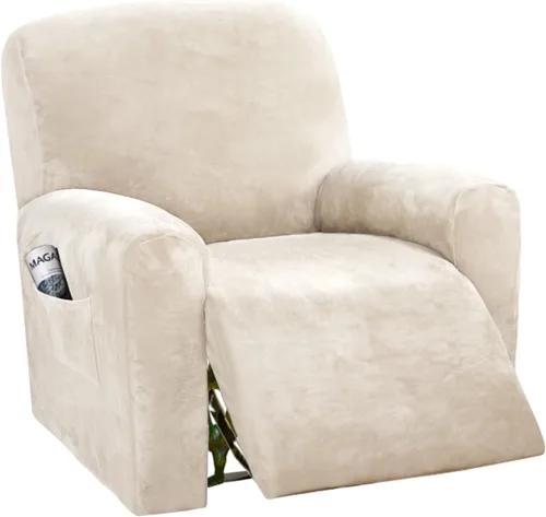 Miniatura 21 de H.VERSAILTEX Fundas elásticas de terciopelo para sillón reclinable, fundas para silla reclinable estilo de 4 piezas, funda para sillón reclinable