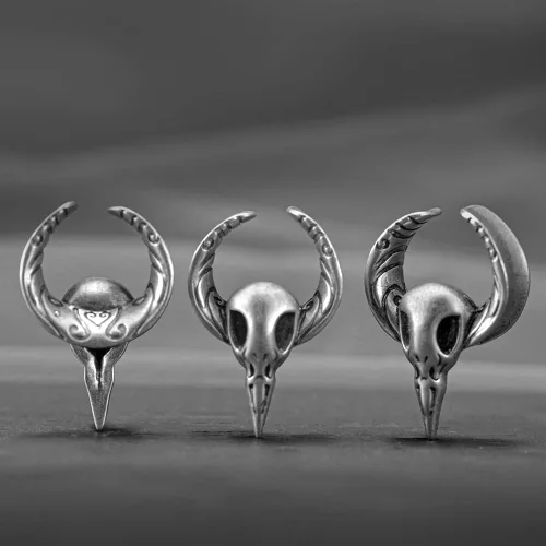 Miniatura 6 de 2 piezas de apertura de túneles de oreja, cuernos de calavera, calibre de oreja, piercing expansor, estirables, joyería de moda, piercing corporal