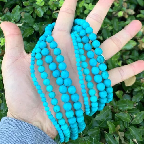 Miniatura 4 de Adabele 95 cuentas redondas sueltas de color turquesa azul estabilizado natural de 0.157 in (0.16 pulgadas) para hacer joyas y manualidades GR-A4