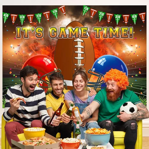 Miniatura 4 de Avezano Decoraciones de fútbol americano para fiestas, telón de fondo americano, decoraciones de fiesta de cumpleaños, tema de fútbol, "It's Game