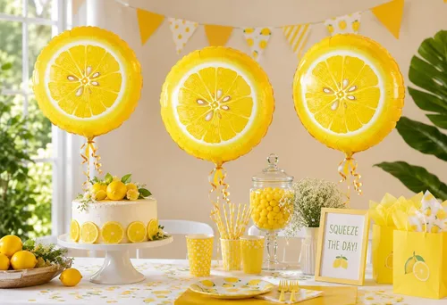 Miniatura 5 de Juego de 3 globos de fiesta de aluminio de limón de 18 pulgadas