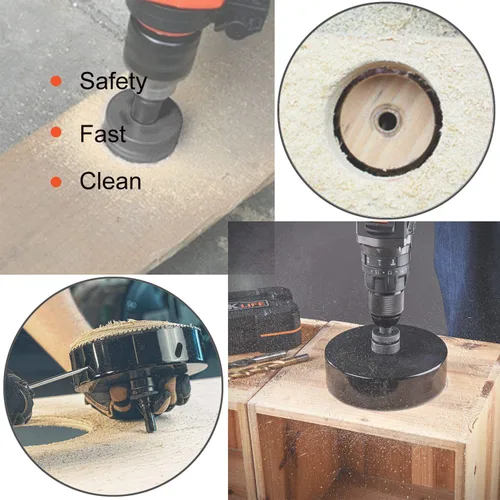 Miniatura 6 de Sierra de agujero de 4.5 "/114 mm con cenador resistente, brocas de sierra perforadora bimetálica HSS para madera, plástico, paneles de yeso, metal