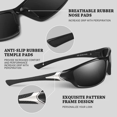 Miniatura 4 de WEAROYO - Gafas de sol polarizadas deportivas para hombres y mujeres, gafas de pesca y conducción rectangulares, protección UV400 Marco C