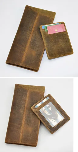 Miniatura 3 de Le'aokuu Funda de piel con cremallera para hombre, organizador para tarjetas de visita, cartera para teléfono, cartera plegable