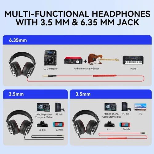 Miniatura 4 de OneOdio Hi-Res Auriculares de sobreoído para monitorización y mezcla en estudio, aislamiento de sonido, almohadillas de piel de proteína, unidad
