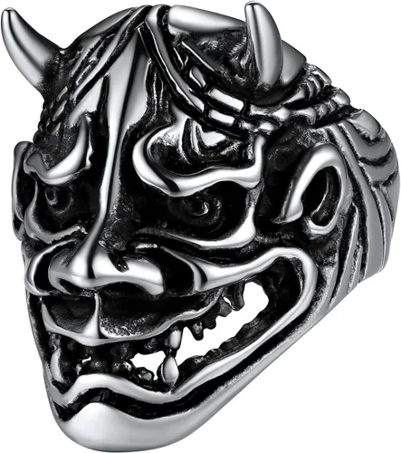 U7 Anillo de calavera, anillo de esqueleto, anillo de motociclista para fiesta de cóctel, anillos de moda gótica con calavera, talla 7-14, color