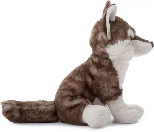 Miniatura 5 de The Petting Zoo Peluche de lobo de madera, regalos para niños, animales salvajes del zoológico Onez, juguete de peluche de lobo de madera sentado