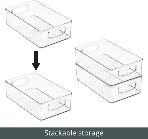 Miniatura 4 de mDesign Contenedor pequeño organizador de almacenamiento de plástico, organizador de armario para pasillo, dormitorio, ropa de cama, abrigo