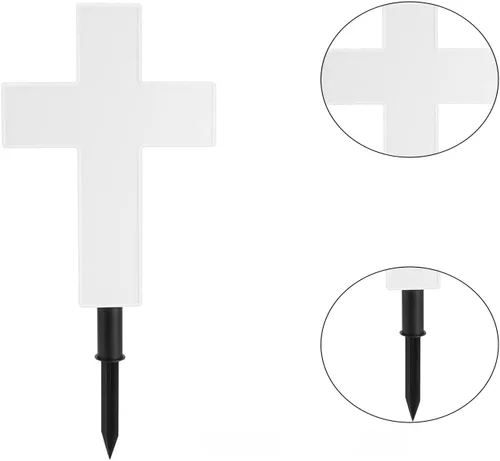 Miniatura 6 de Ragyzity Estaca de cruz solar para jardín, luces para exteriores, cruz solar para cementerio, estaca de luces cruzadas alimentadas por energía