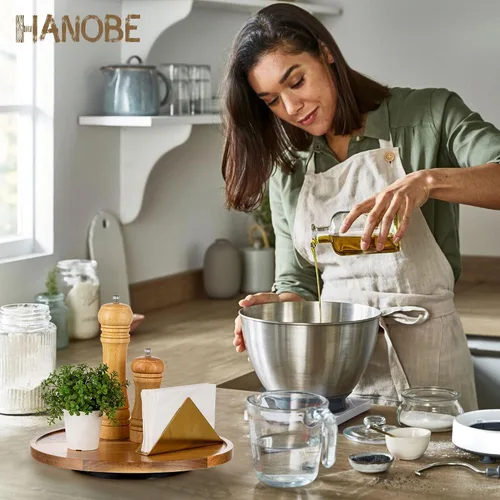 Miniatura 9 de Hanobe Bandeja de madera Lazy Susan: mesa giratoria redonda de madera de acacia bandejas decorativas para mesa de centro de mesa de centro de mesa