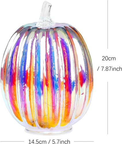 Miniatura 5 de Romingo Luz de calabaza de cristal de mercurio con temporizador para decoraciones de calabaza de Halloween, decoración de otoño y Acción de Gracias