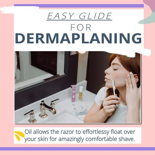 Miniatura 3 de Herramienta de dermaplaning (6 unidades) y paquete de aceite Dermaplane: afeitadora facial fácil de usar con aceite de afeitado suave para una