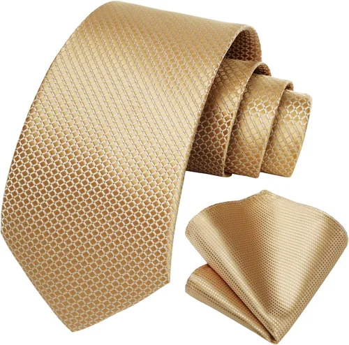 Miniatura 285 de HISDERN Conjunto de corbata a cuadros a cuadros pañuelo tejido clásico formal para hombre corbata y bolsillo cuadrado
