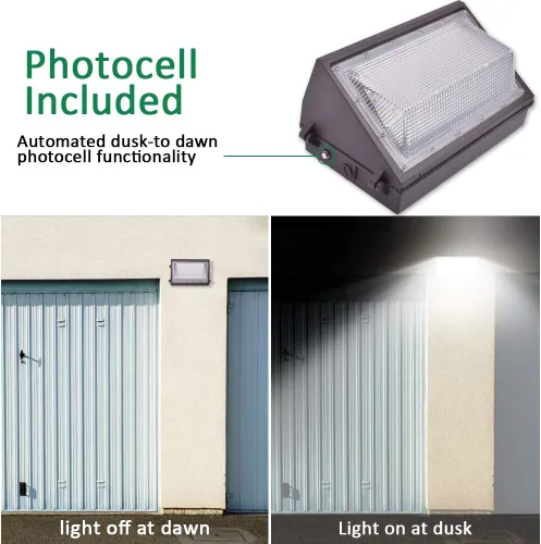 Miniatura 4 de Paquete de luz LED de pared de 100 W, fotocélula del atardecer al amanecer, 13000LM 5000K luz diurna AC100-277V IP65 impermeable LED paquete