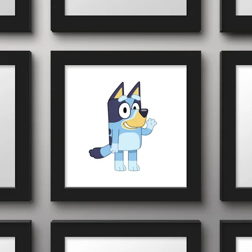 Miniatura 3 de Gallery Pops Bluey - Arte de pared con ondas azules, versión enmarcada negra, 12 x 12 pulgadas
