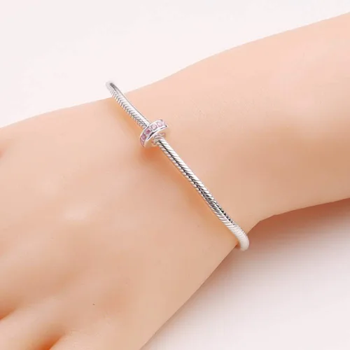 Miniatura 36 de 925 plata esterlina espaciador encanto grano con CZ transparente para pulseras Pandora Charms