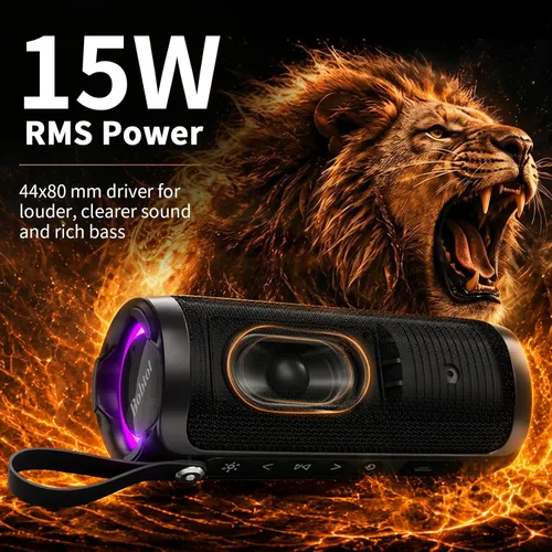 Miniatura 2 de Bobtot Altavoz Bluetooth portátil, altavoz impermeable IPX6 con graves profundos, sonido fuerte de 15 W, RGB, tiempo de reproducción de 15 horas