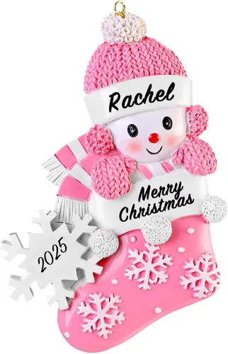 Miniatura 12 de DPDP Adornos de Navidad familiares personalizados 2025 – Calcetines personalizados para árbol de Navidad con nombres, adornos familiares