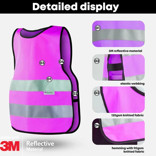 Miniatura 2 de Chaleco de seguridad SIFE para niños de 3 a 12 años, con tecnología compatible 3M, 6 colores - malla y punto Púrpura