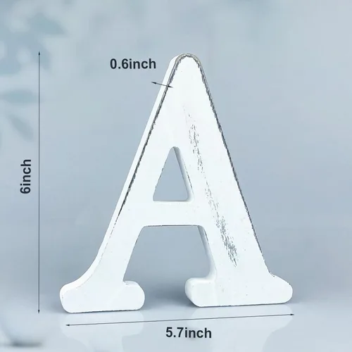Miniatura 2 de Letras de madera rústica blanca de 6 pulgadas, letras de madera sin terminar para decoración de pared, letras de pie retro blancas blancas