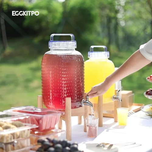 Miniatura 6 de EGGKITPO Dispensadores de bebidas de 1.5 galones con grifo y elegante soporte para fiestas, dispensador de limonada de policarbonato con soporte