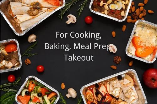 Miniatura 7 de Sartenes de aluminio con tapas (paquete de 50 unidades, 8.5 x 6 pulgadas), recipientes de alimentos de aluminio de 2.25 libras con tapas, 50
