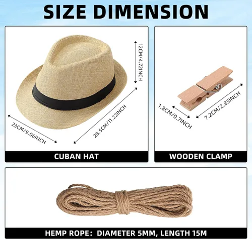 Miniatura 3 de Skicuff - Paquete de 16 sombreros cubanos a granel, sombreros de Fedora, banderines de noche de La Habana, decoración de fiesta de cumpleaños