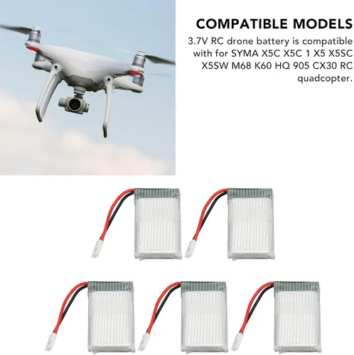 Miniatura 3 de Diyeeni 5 unids 800 mAh RC Drone batería portátil baterías de reserva para SYMA X5C X5C 1 X5 X5SC X5SW M68 K60 con excelente rendimiento