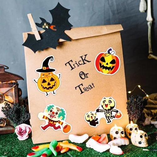Miniatura 5 de 200 calcomanías de Halloween para niños y adultos, paquete de calcomanías de vinilo de calabaza para botellas de agua, regalos de fiesta de Halloween